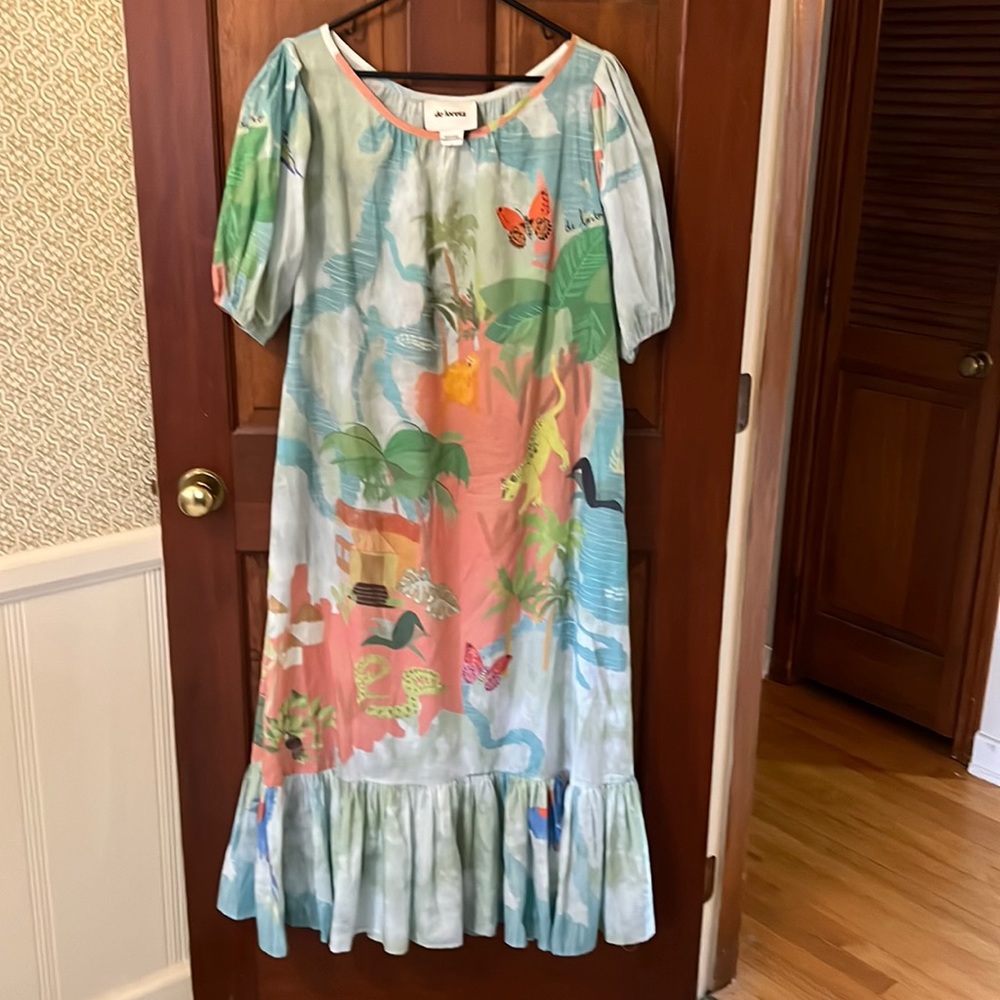 De Loreta puff sleeve maxi jungle rainforest print size L